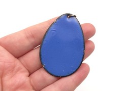 Vintage Mid Century MCM Colorful Red Green Blue Enamel Copper Teardrop Pendant