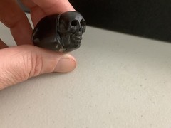 Vintage carved natural black coral skull Gothic mens womens ring size 7.5-7.75