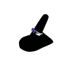 Vintage Sterling? or Alpaca? Silver Ring with Blue Enamel? Inlay, Size 5.5-6