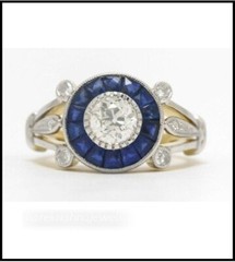2CT Round Lab-Created Diamond Vintage Art Deco Wedding Ring 14K 2-Tone Gold Over