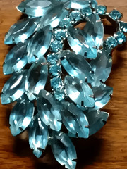 Vintage Aquamarine Marquise Rhinestone Brooch Unbranded