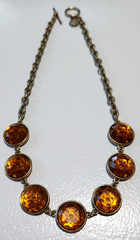 Vintage LC Lauren Conrad stamped Gold-tone Faux Amber Round Necklace