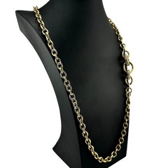 Ann Taylor Chunky Rhinestone Links Gold Tone Extra Long Statement 30″ Necklace