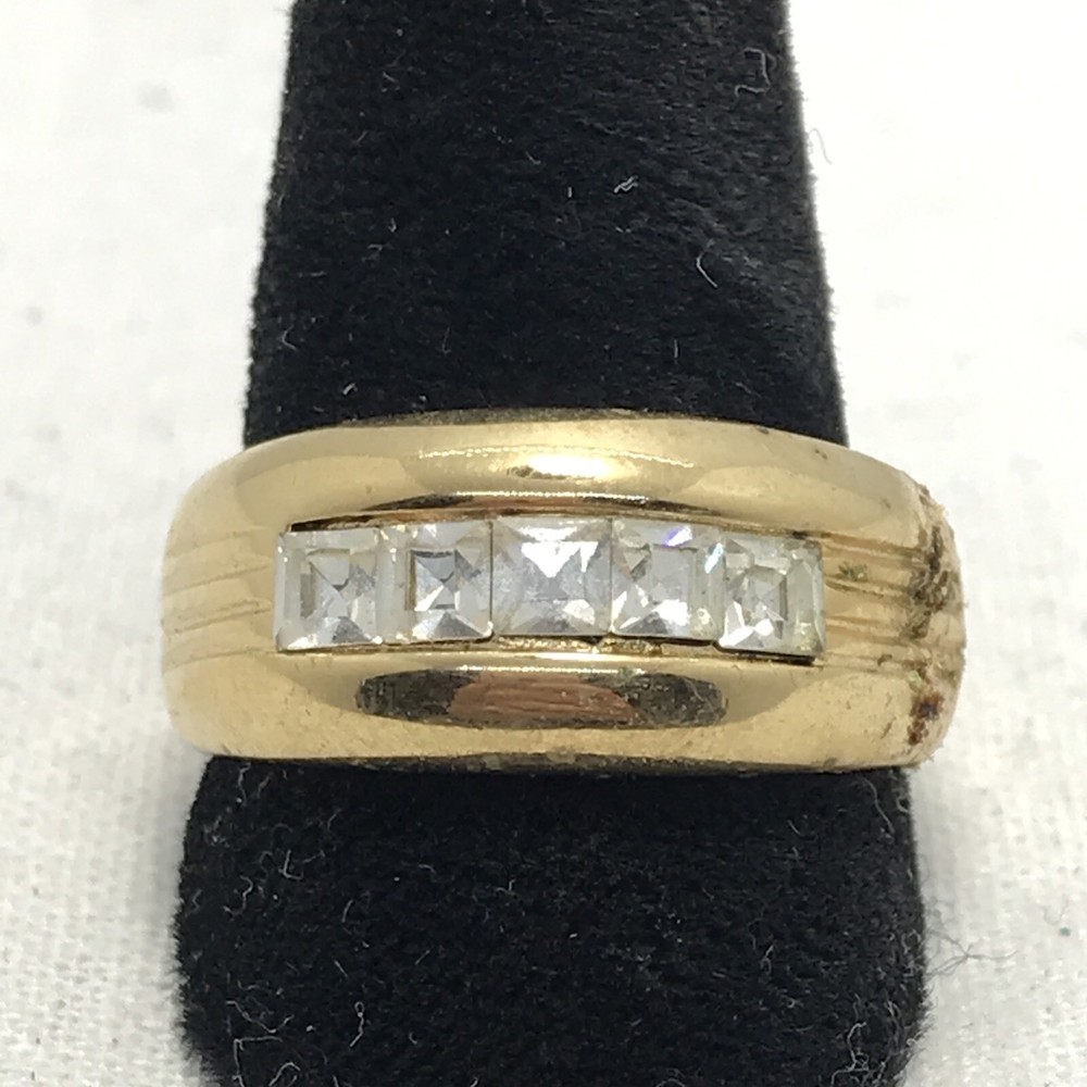 Vintage 18KT GE Gold Plated & Rhinestones in Bold Look Ring varied sizes