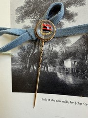 Antique 15k Reverse Painted “Florence” Reverse Painted Essex Crystal Stick Pin