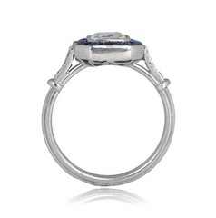 Asscher 2Ct Lab Created Diamond Vintage Sapphire Halo Wedding Ring 14K Gold Over