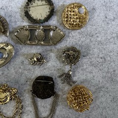 Vintage Jerusalem MOP Star Brooch 935 Silver Brooch plus 9 Brooch Costume Lot