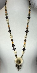 Carved Lucite Tribal Pendant Glass Lucite Resin Beaded Necklace No Brand