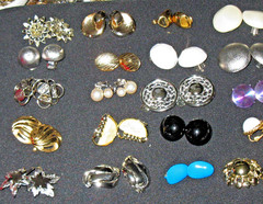 Lot of 25 Vintage Clip-on Earrings Variety of Styles Colors Signed Unsigned Nice