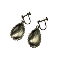 Sterling Silver Blue Morpho Butterfly Wing Earrings & Reversible Necklace Vtg