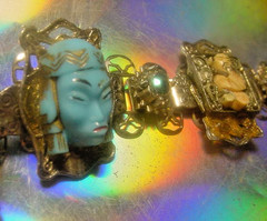 Jinn wishing genie blue Tara good luck talisman lucky charm bracelet Asian c1960