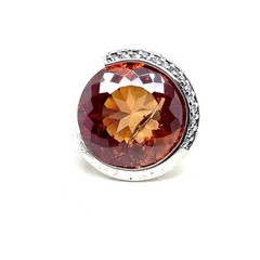 Antique Golden Topaz Ring 925 Sterling Silver Art Deco Pinky Ring