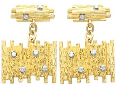 Vintage 0.24Ct Diamond and 18k Yellow Gold Cufflinks Circa 1970