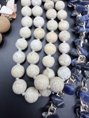 Vintage Lot 7 Stone Gemstone Necklaces Amber Amethyst Turquoise Sodalite Shell