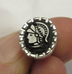 VTG Mens SWANK Warrior Roman Soldier Cufflinks -Tie Tack Set Silver Tone & Black