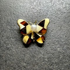 Unique multicolour Whole Stone natural Amber Pendant Brooch 9.3g