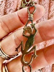 Spectacular VTG sterling & 18k yellow gold plated Mexican lizard iguana necklace