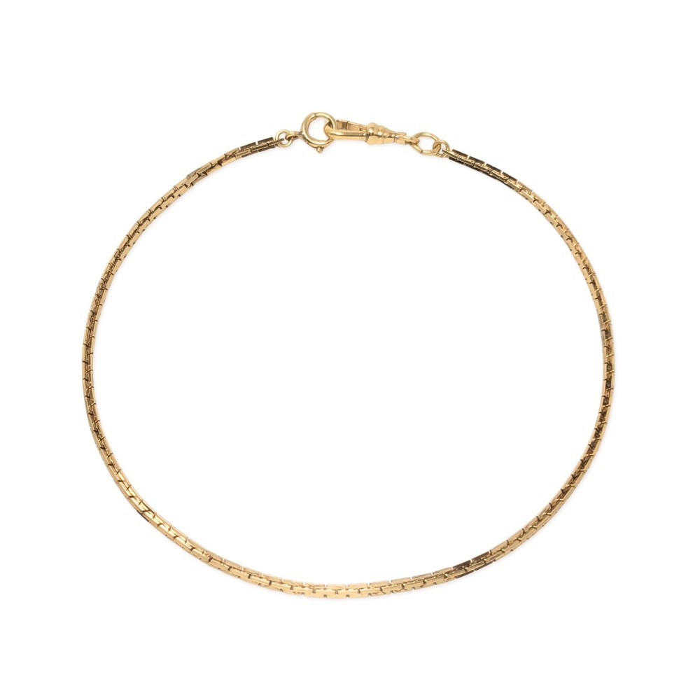 Antique Art Deco 12K Gold Filled Watch Chain Box Boston Block Link 13.5” Choker