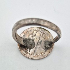 Vintage 900 Coin Silver 1917 D Mercury Dime 10C Homemade Coin Ring Size 7