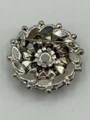 Black Rhinestone Floral Shape Pin Brooch Unsigned No Missing Stones
