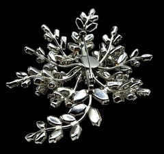 Vintage Rhinestone Floral Brooch Massive Pin Austria ? Costume Jewelry