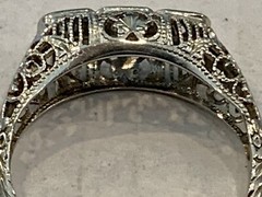 Vintage 14k Solid White Gold Diamond Ring Diamonds Antique Estate