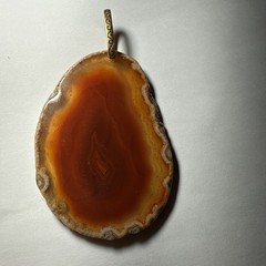 Pendant Agate Red Orange Huge 75mm Long 51mm Wide Vintage