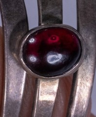 Vintage Multi-Strand Cuff Bracelet Silver Red Garnet Gemstone