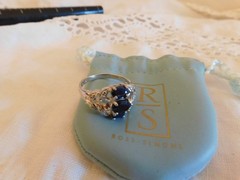 Ross Simons Sterling Silver Black Spinel Diamond Accented Ring 925 Size 10
