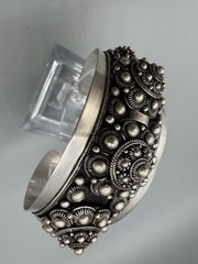Vintage Antique Signed 980 Silver Wide 45mm Cuff Bracelet 6.5” Handmade