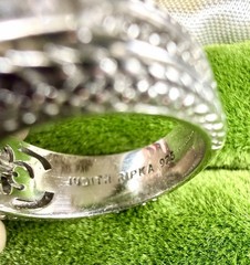 Vtg Judith Ripka Sterling Silver Channel Set Lab Ruby & CZ Ring Sz 5.75