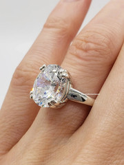 4.00 Ct Oval Cut Lab-Created Diamond Engagement Solitaire 14K White Gold FN Ring