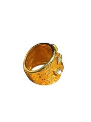 Yves Saint Laurent Vintage 1980s Gold Statement Ring Size US 7.5