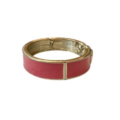 Fornash Vintage Pink Enamel Bracelet Bangle Gold Tone Clamp Closure