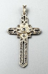 Vintage Sterling Silver 925 and Marcasite Cross 2.5” 9g