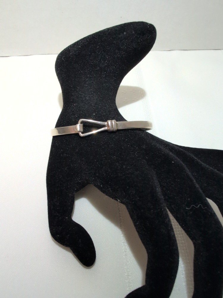 Vintage Sterling Silver Tension Hook Bangle Bracelet Stamped 925 7.75inch