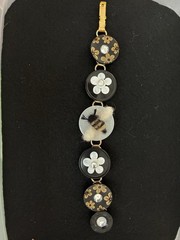 Vintage Button Bracelet With Felted Bee