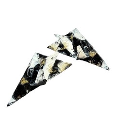 1991 Artisan Abstract Paper Clip Earrings with Black, White & Gold Glitter