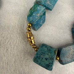 Vintage Cut Polished Stone Necklace Blue 21”