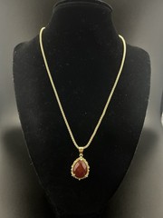 Vintage Beria Collection Bronze 18KT Yellow Gold Plated Carnelian Necklace