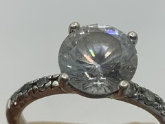 Designer AIA 925 Sterling Silver CZ Solitaire with Accents Ring (Sz. 7.25)