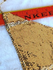 Vintage Signed Whiting & Davis Gold-tone Mesh Bib Necklace