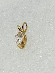 Vintage Pretty 14K Yellow Gold Marquise CZ Navette Solitaire Pendant – 0.35 tcw