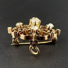 1860’s ROSE CUT DIAMOND PIN/ PENDANT – 1CTW – 14K YELLOW GOLD – VS1 G-H
