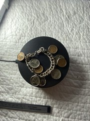 Vintage Coin Charm Bracelet 1940 – 1950’s Nine Coins – Bracelet