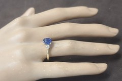 Vintage 14K Yellow Gold Engagement ring 1.73ct.Natural Blue Sapphire Oval GIA