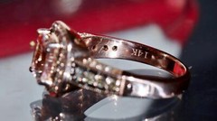 14k rose gold ring 1.45ct morganite natural diamond sz 7 halo 5.50g LeVian N3040