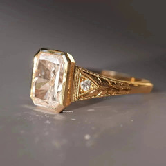 3.00 Ct Art Deco Lab Created Radiant Cut Diamond Engagement Ring 14K Gold Finish