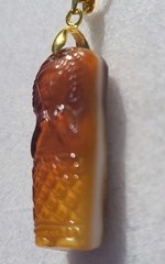 RAREST! VINTAGE EGYPTIAN LADY MUMMY SARCOPHAGUS PENDANT VTG GLASS BAR NECKLACE