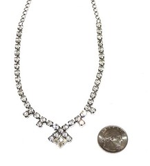 Vintage Rhinestone Crystal Necklace With Hook Closure 15.5 Inches Length